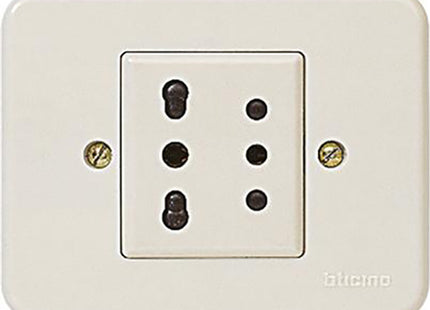 BTICINO DOMINO PRESA 2P+T 10A BIANCO + PRESA BIPASSO 10/16A AVORIO