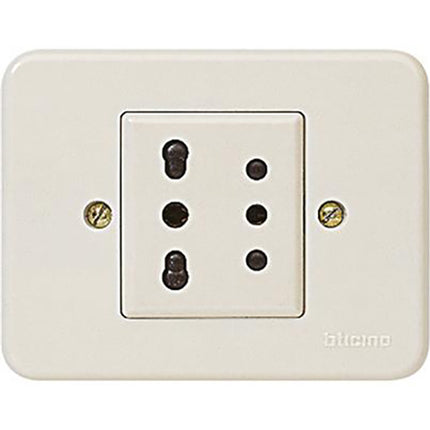 BTICINO DOMINO PRESA 2P+T 10A BIANCO + PRESA BIPASSO 10/16A AVORIO