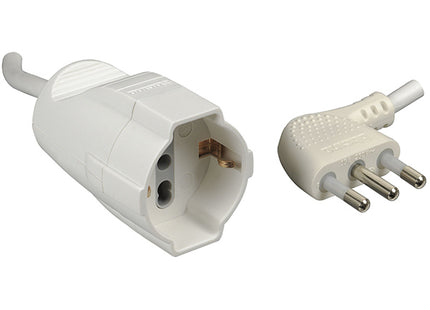 BTICINO PROLUNGA CON SPINA 2P+T PRESA SCHUKO 10/16A CAVO DA MT5 BIANCO