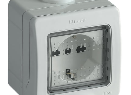BTICINO IDROBOX PRESA SCHUKO BIPASSO IN CUSTODIA IP55 2 MODULI