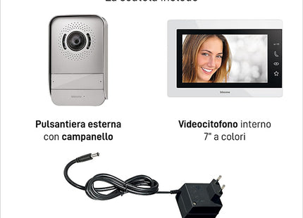 BTICINO VIDEOCITOFONO 7" EASYKIT ESSENTIAL 2 FILI MONOFAMILIARE PLUG-IN