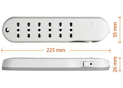 BTICINO MULTIPRESA SLIM6 6 PRESE CAVO DA MT1,5 SPINA 10A BIANCO