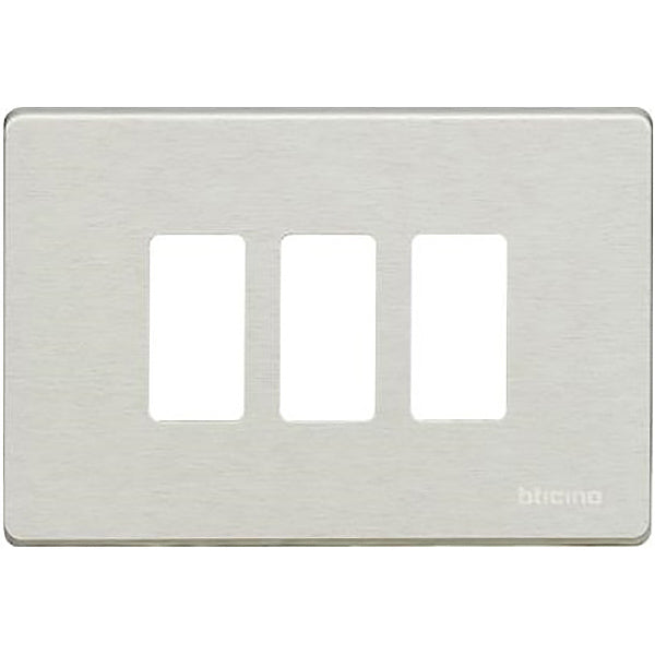 BTICINO MAGIC PLACCA 3 POSTI IN ALLUMINIO COLORE OXIDAL