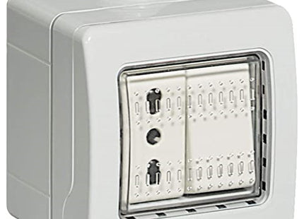 BTICINO IDROBOX PRESA BIPASSO + DEVIATORE IN CUSTODIA IP40 2 MODULI