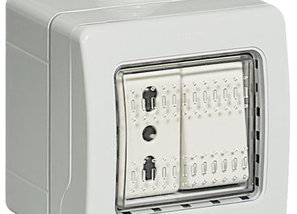 BTICINO IDROBOX PRESA BIPASSO + DEVIATORE IN CUSTODIA IP55 2 MODULI