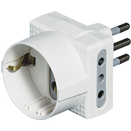 BTICINO ADATTATORE TRIPLO SPINA 2P+T 10A 1 SCHUKO 2 PRESE BIANCO