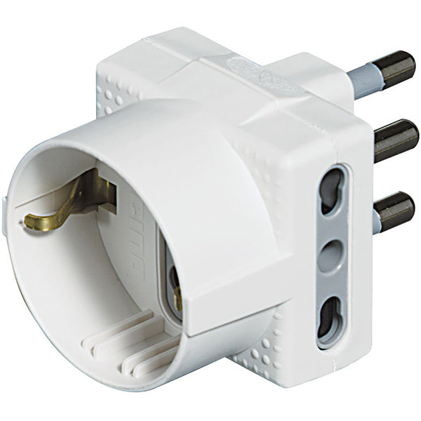 BTICINO ADATTATORE TRIPLO SPINA 2P+T 16A 1 SCHUKO 2 PRESE BIANCO
