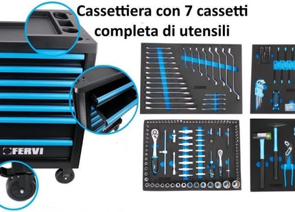 FERVI CASSETTIERA CON 7 CASSETTI COMPLETA DI 298 UTENSILI