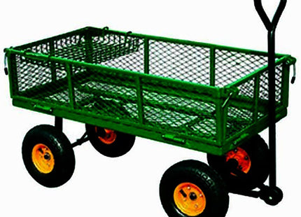 CARRELLO CRUK VASCA IN ACCIAIO GRIGLIATA DA LT95 4 RUOTE PNEUMATICHE