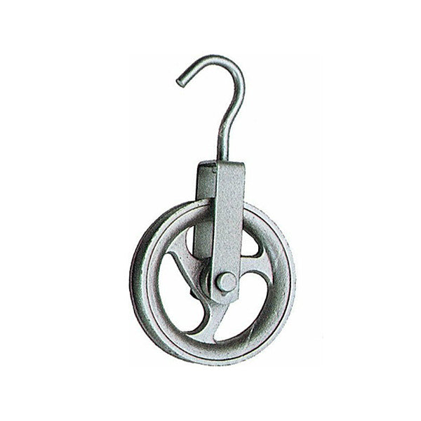 CARRUCOLA IN GHISA PER POZZO CON GANCIO IN ACCIAIO GREZZO