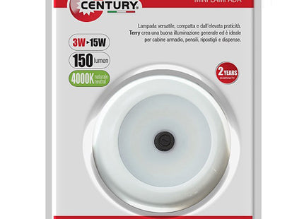 CENTURY PLAFONIERA LED MINI PER ARMADI A BATTERIA MOD. TERRY*