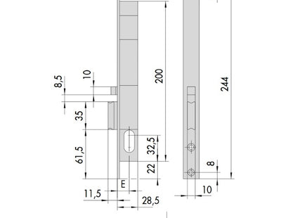 CISA ELETTROSERRATURA DA INFILARE PER MONTANTI FRONTALE MM.20