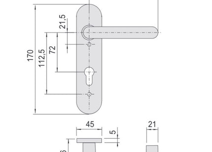 CISA MANIGLIA CON PLACCA PER PORTE TAGLIAFUOCO