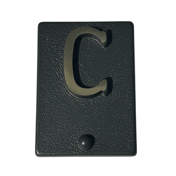 ALUBOX LETTERA CIVICA "C" IN OTTONE PER TARGA GRIGIO/OTTONE LUCIDO