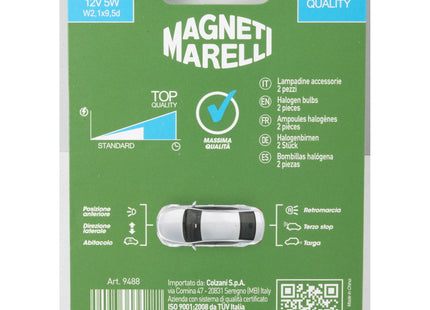 MAGNETI MARELLI QUANTUM LAMPADINA W5W IN VETRO 12V 5W BLISTER PZ2