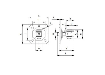 COMUNELLO CARDINE CON ALI E PIASTRA DADO REGOLABILE ART.164-M18 ZINCATO