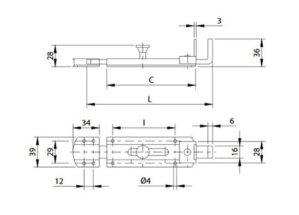 COMUNELLO CATENACCIO PORTA LUCCHETTO MEDIO ZINCATO ART.750-150