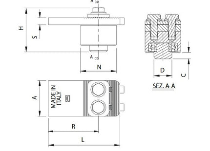 COMUNELLO CARDINE SUPERIORE REGOLABILE CON PIASTRA ART.85