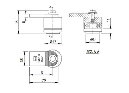 COMUNELLO CARDINE INOX SUPERIORE CON PIASTRA ART.86I
