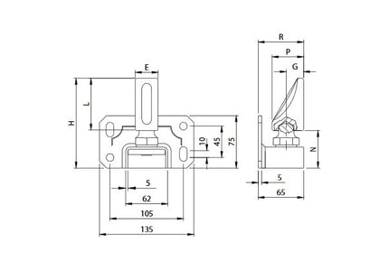 COMUNELLO PERNO SFERICO REGOLABILE E PIASTRA ART.106PST ZINCATO