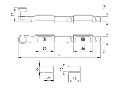 COMUNELLO CATENACCIO PUNTA QUADRATA MM14 ZINCATO ART.714