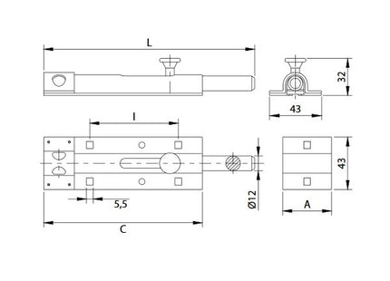 COMUNELLO CATENACCIO PORTA LUCCHETTO ASTA TONDA BRONZATO ART.752