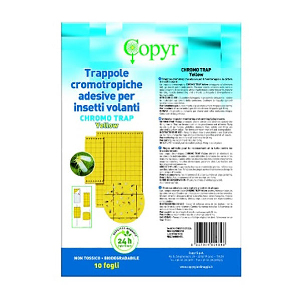 COPYR TRAPPOLE ADESIVE PER INSETTI VOLANTI CHROMO TRAP YELLOW 10 FOGLI