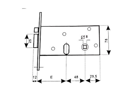 CORNI ELETTROSERRATURA DA INFILARE ART.9500070 ENTRATA MM70 AMBIDESTRA*