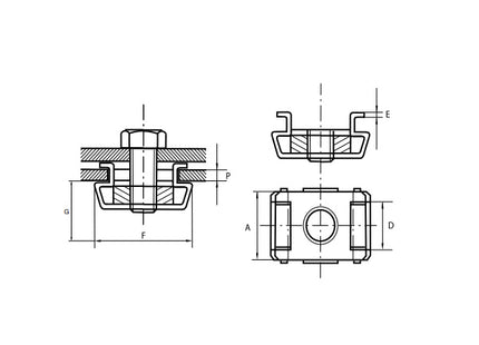 DADO IN GABBIA PER FORI QUADRI IN ACCIAIO INOX AISI 304 M 8