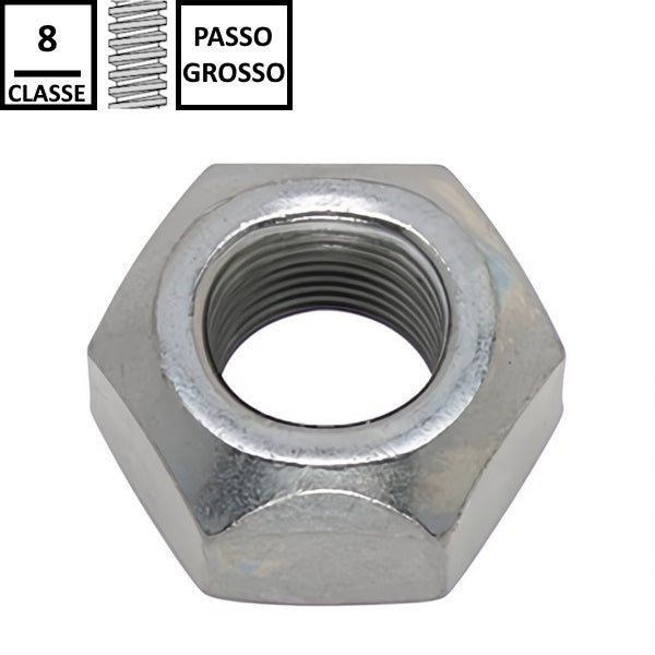 DADO AUTOBLOCCANTE METALLICO PASSO GROSSO CL. 8 Z.BIANCO DIN 980-V