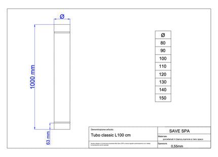 SAVE TUBO PER STUFE SMALTATO NERO OPACO