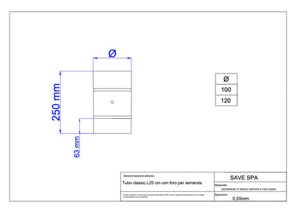 SAVE TUBO CON FORI SMALTATO PER SERRANDOLA BIANCO D.CM12*