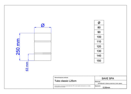 SAVE TUBO PER STUFE SMALTATO MARRONE*
