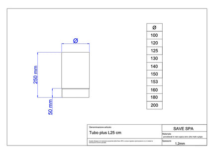 SAVE TUBO PER STUFE PLUS PORCELLANATO NERO OPACO*