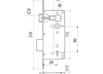 AGB SERRATURA PATENT GRANDE DISTANZA MM8X90 BRONZATA ART.00591