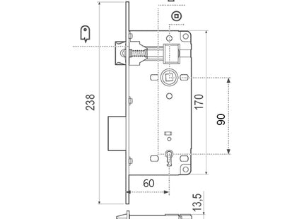 AGB SERRATURA PATENT GRANDE DISTANZA MM8X90 BRONZATA ART.00591