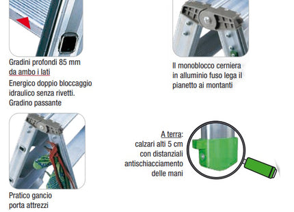FACAL SCALA DUPLA A DOPPIA SALITA IN ALLUMINIO
