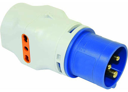 FAEG ADATTATORE TRIPLO SPINA CEE 2P+T 16A PRESA SCHUKO 2 PRESE BIPASSO