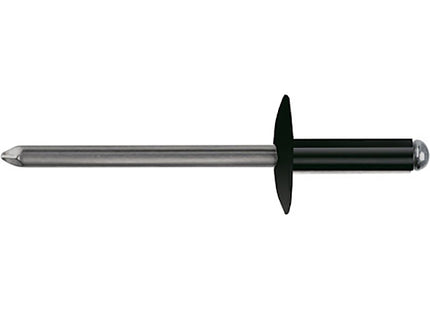 FAR RIVETTI IN LEGA DI ALLUMINIO A TESTA LARGA NERO MM12 D.MM4,0X14