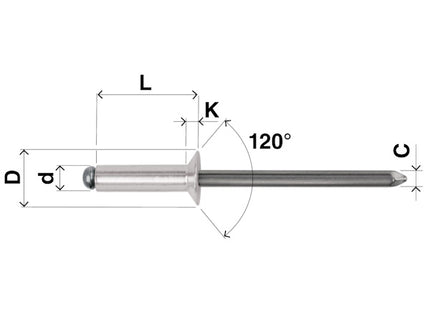 FAR RIVETTI GRAF IN LEGA DI ALLUMINIO A TESTA SVASATA D.MM4,0X11*