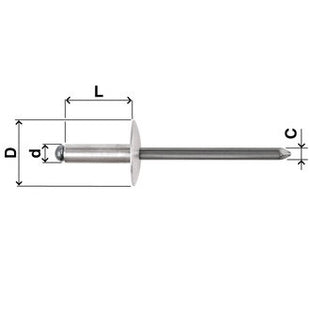 SACTO RIVETTI IN LEGA DI ALLUMINIO A TESTA LARGA MM14 D.MM4,8X12 NERO