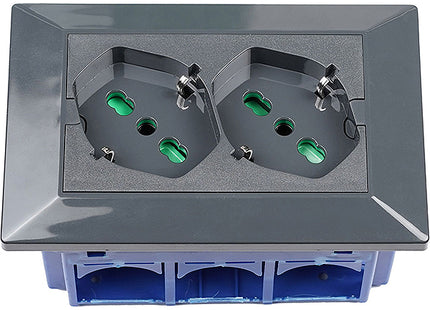 FME MULTIPRESA DA INCASSO CON 2 SCHUKO BIPASSO PER SCATOLE A 3 MODULI