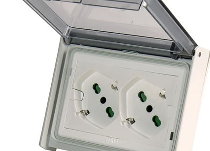 FME MULTIPRESA DA INCASSO 2 SCHUKO BIPASSO IN CUSTODIA IP55 3 MODULI