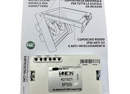 FME MULTIPRESA DA INCASSO 2 SCHUKO BIPASSO IN CUSTODIA IP55 3 MODULI