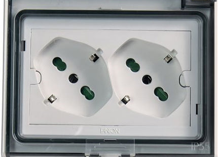 FME MULTIPRESA DA INCASSO 2 SCHUKO BIPASSO IN CUSTODIA IP55 3 MODULI