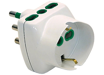 FME ADATTATORE TRIPLO SPINA 2P+T 16A 2 PRESE 2P+T 10/16A + SCHUKO 250V