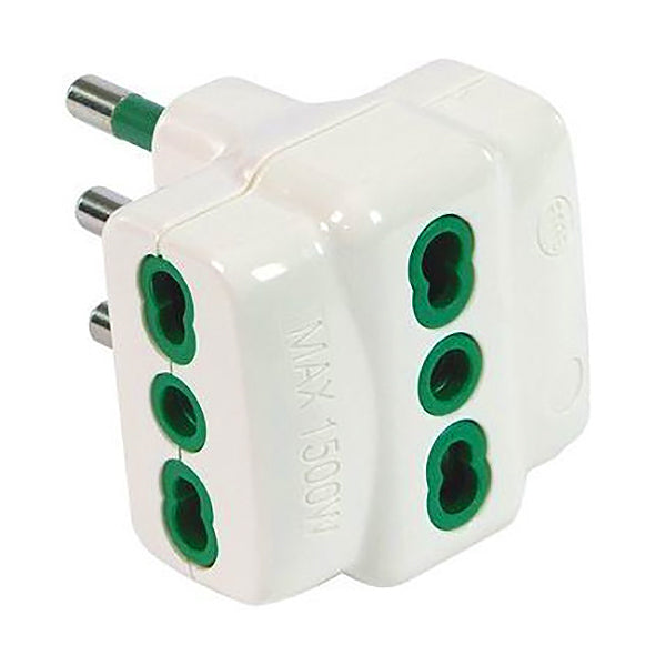 FME ADATTATORE TRIPLO SPINA 2P+T 16A 3 PRESE 10/16A 250V COLORE BIANCO