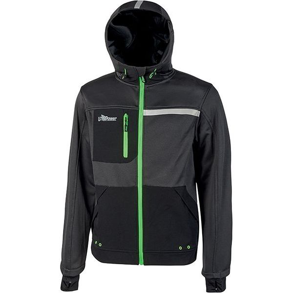 U-POWER FELPA IN TESSUTO CON ZIP GALAXY COLORE ASPHALT GREY/GREEN