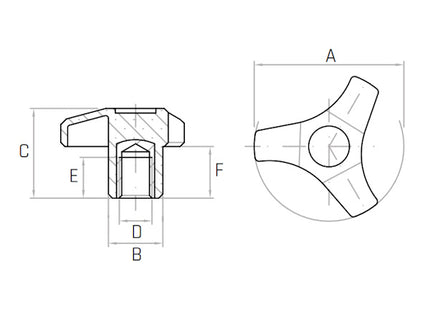 GAMM VOLANTINO 3 PUNTE MOD. V3/45/B D.MM45 BUSSOLA OTTONE FORO CIECO M 6