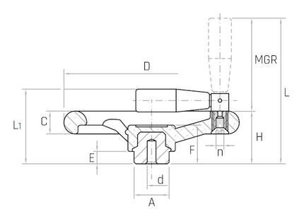 GAMM VOLANTINO 3 RAZZE MOD. VRF/125-MR D.MM125 MANOPOLA RIBALTABILE